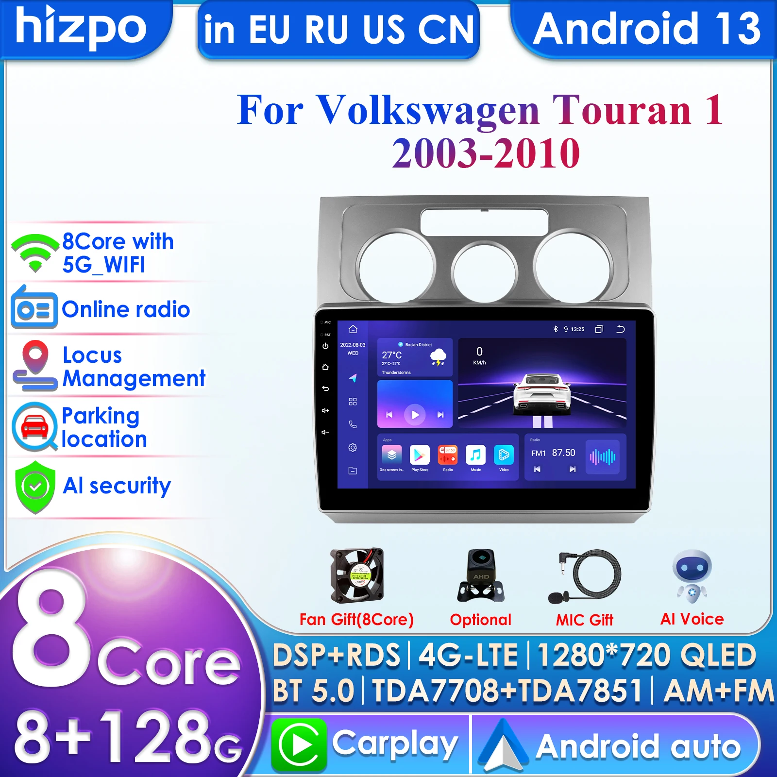 Hizpo Carplay 4G 360 Camera Android Car Radio for Volkswagen Touran 1 2003-2010 Multimedia Video Player GPS 2din Autoradio Audio
Hizpo Carplay 4G 360 Camera Android Car Radio for Volkswagen Touran 1 2003-2010 Multimedia Video Player GPS 2din Autoradio Audio