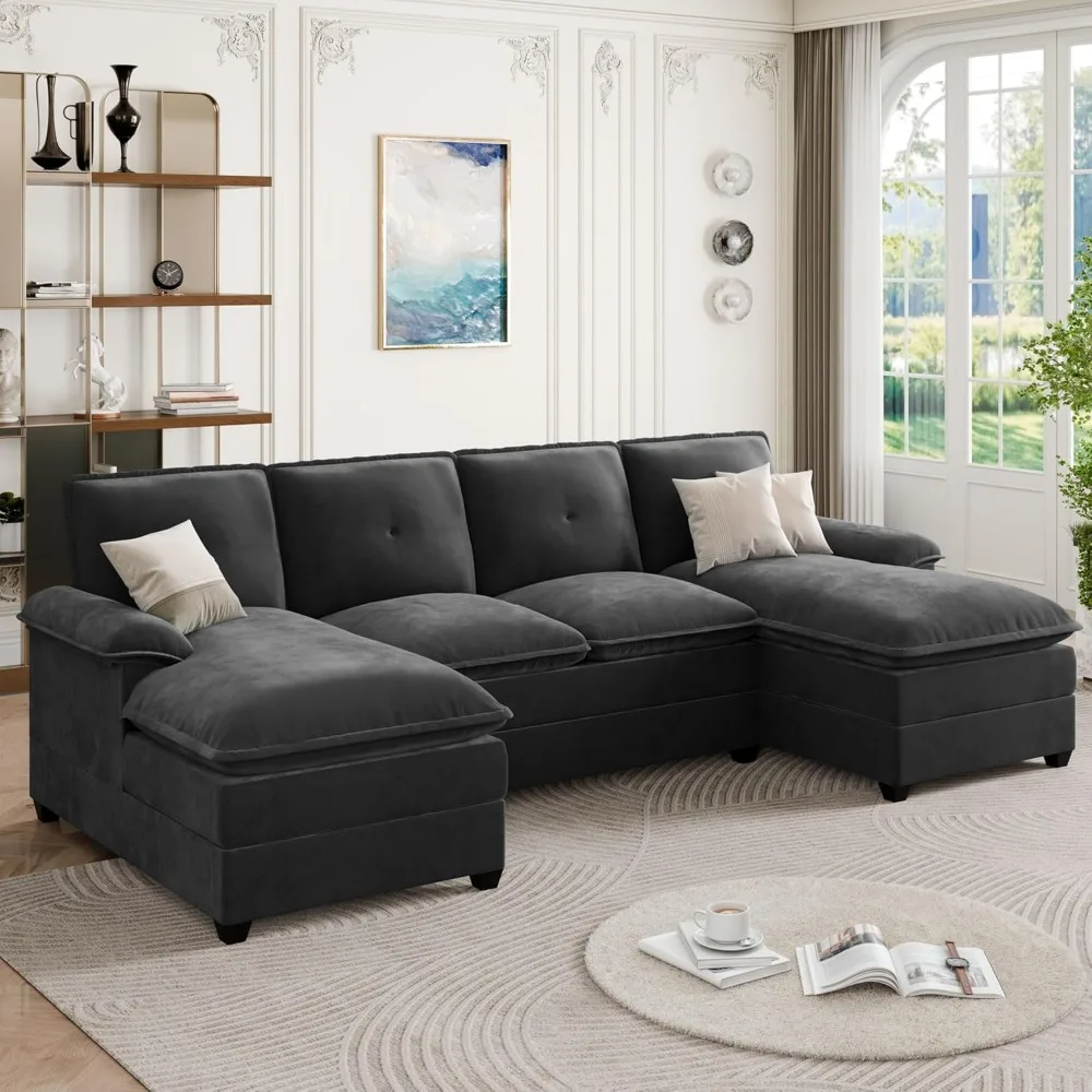 "U-Shaped Large Cloud Sofa, 4 Seat Modern Living Room Sectional Couch with Double Chaises"
"U-Shaped Large Cloud Sofa, 4 Seat Modern Living Room Sectional Couch with Double Chaises"
