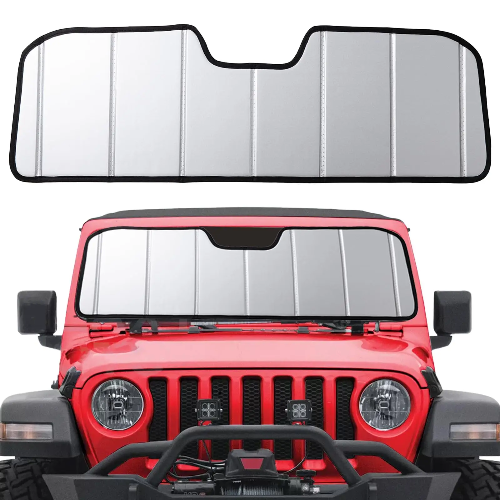 Windshield Sun Shade Compatible With Jeep 2018–2026 Wrangler JL, 2020–2026 Gladiator Custom-Fit Foldable Sun Visor Window
Windshield Sun Shade Compatible With Jeep 2018–2026 Wrangler JL, 2020–2026 Gladiator Custom-Fit Foldable Sun Visor Window