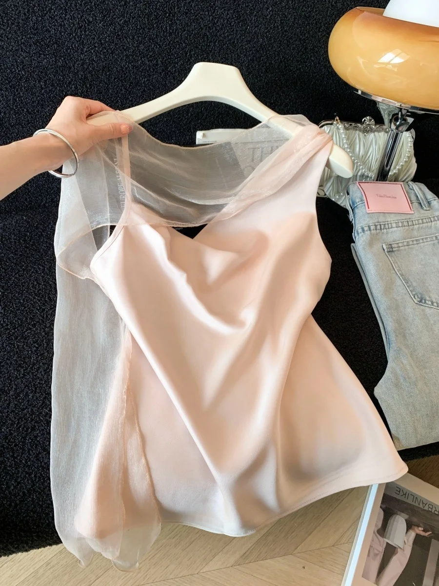 Sweet Elegant Asymmetrical Neck Tassel Vest Women's Summer Slimming Short Sleeve Lace Shirt Citywalk Regular Length Vest
Sweet Elegant Asymmetrical Neck Tassel Vest Women's Summer Slimming Short Sleeve Lace Shirt Citywalk Regular Length Vest
