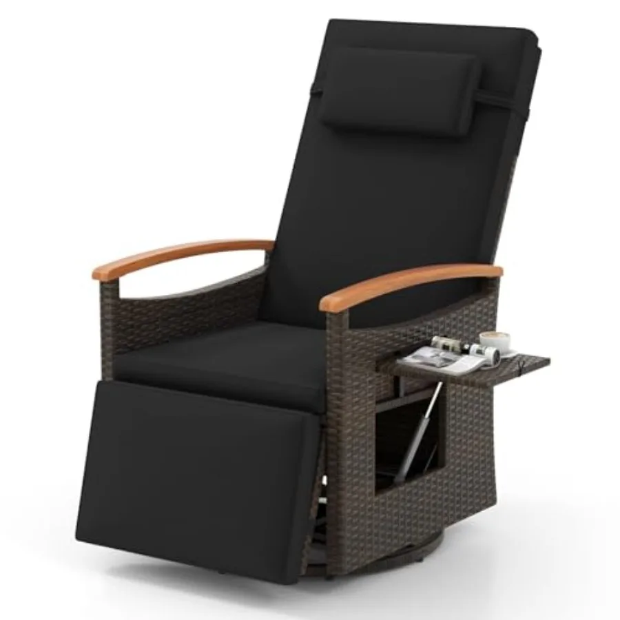 Outdoor Swivel Rattan Recliner Chair, Patio Wicker Chaise Lounge with Adjustable Backrest and Footrest, Flip Side Table and Cus
Outdoor Swivel Rattan Recliner Chair, Patio Wicker Chaise Lounge with Adjustable Backrest and Footrest, Flip Side Table and Cus