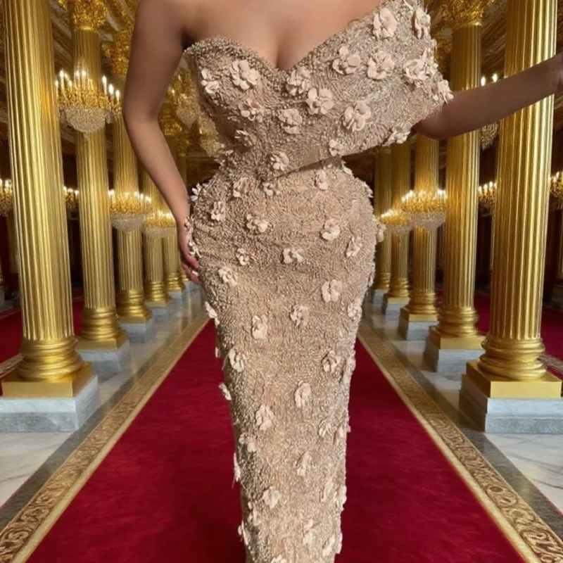 Mermaid Prom Dresses Elegant 3D Flowers Off Shoulder Beads Evening Dress Backless Sweep Train Formal Gowns Customized
Mermaid Prom Dresses Elegant 3D Flowers Off Shoulder Beads Evening Dress Backless Sweep Train Formal Gowns Customized