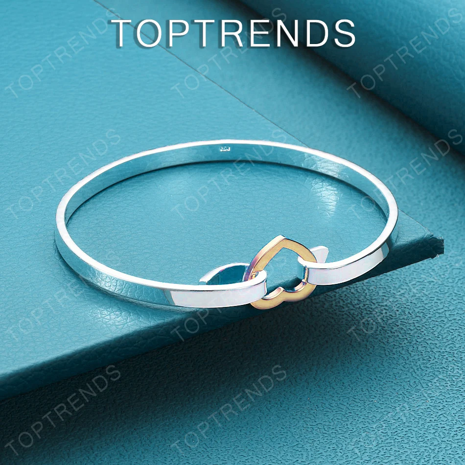 Luxury Exquisite 925 Sterling Silver Gold Heart Bangle Hot-Selling New Jewelry Versatile Birthday Gift For Men Women Party
Luxury Exquisite 925 Sterling Silver Gold Heart Bangle Hot-Selling New Jewelry Versatile Birthday Gift For Men Women Party