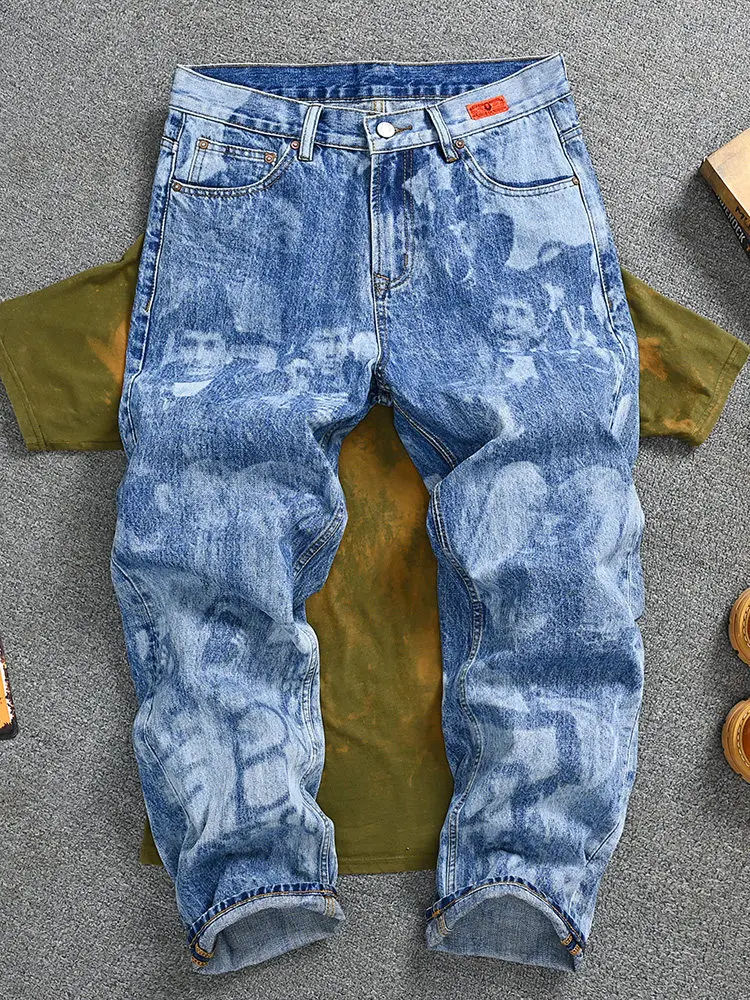 Men's American Vintage Printed Jeans, Fashion Washed Denim Pants, Loose Straight High Street Style Casual Long Trousers
Men's American Vintage Printed Jeans, Fashion Washed Denim Pants, Loose Straight High Street Style Casual Long Trousers