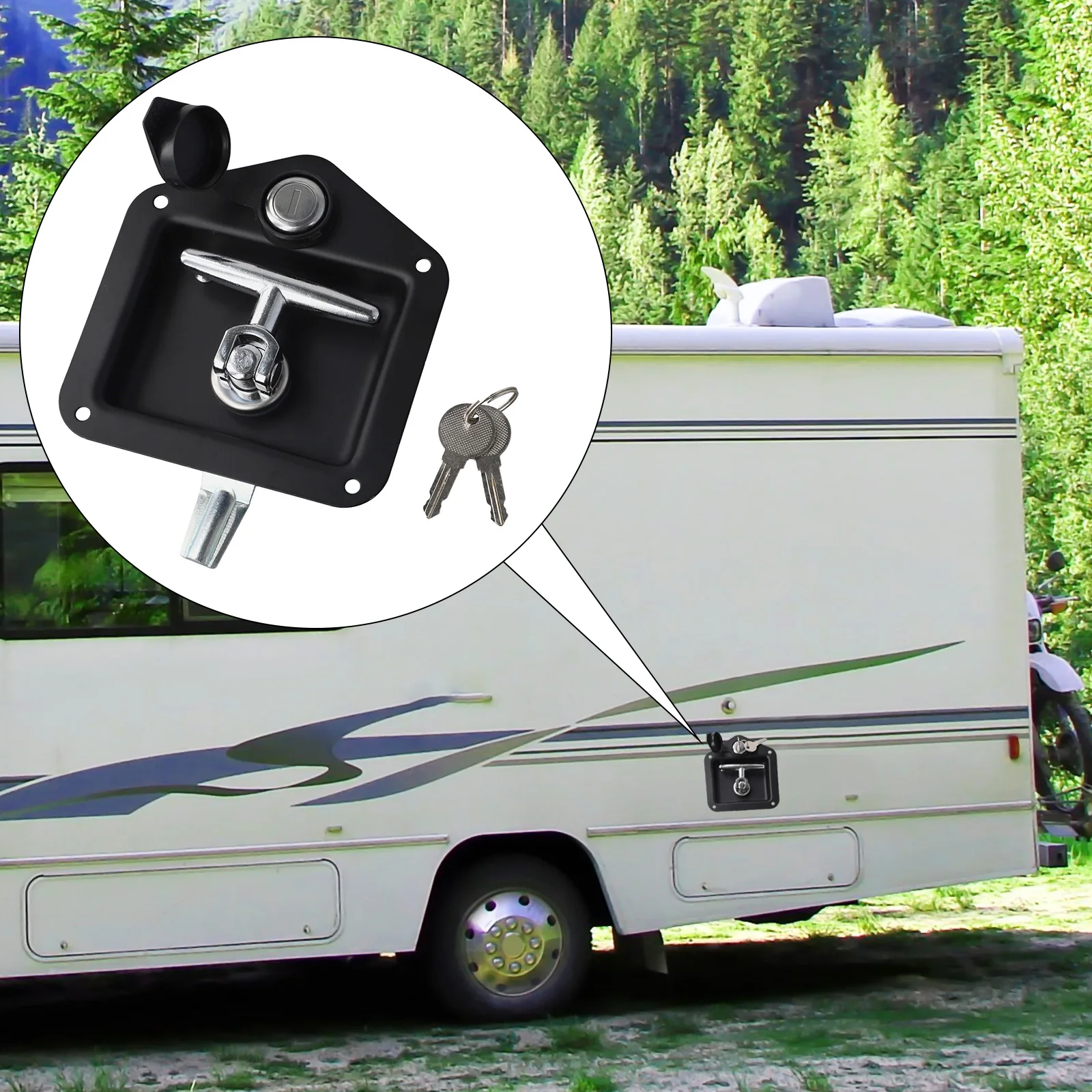 T Handle Door Latch in Long Lasting Stainless Steel Perfect for Trailers Toolboxes and Industrial Use Includes 2 Keys
T Handle Door Latch in Long Lasting Stainless Steel Perfect for Trailers Toolboxes and Industrial Use Includes 2 Keys
