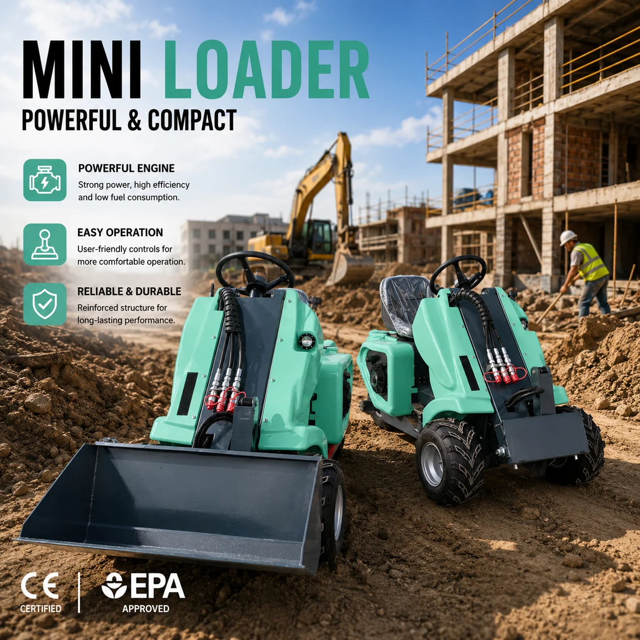 1.Heavy Duty 3 Wheel Skid Steer Loader Mini Loader for Agriculture and Garden Work
1.Heavy Duty 3 Wheel Skid Steer Loader Mini Loader for Agriculture and Garden Work