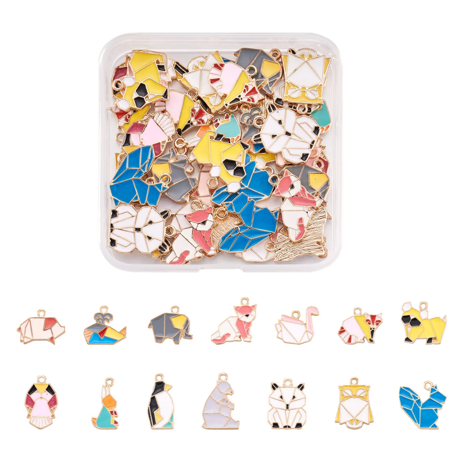 56Pcs Alloy Enamel Creative Origami Pig Cat Animals Charms Pendant For Bracelet Necklace Earring DIY Jewelry Making Supplies
56Pcs Alloy Enamel Creative Origami Pig Cat Animals Charms Pendant For Bracelet Necklace Earring DIY Jewelry Making Supplies