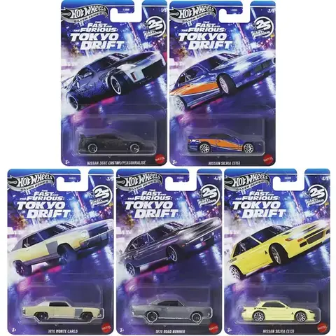 Hot Wheels HNR88-M 25th Fast & Furious Tokyo Drift Series Alloy Cars,Nissan 350Z Monte Carlo Road Runner,Die-Cast Gift for Kids