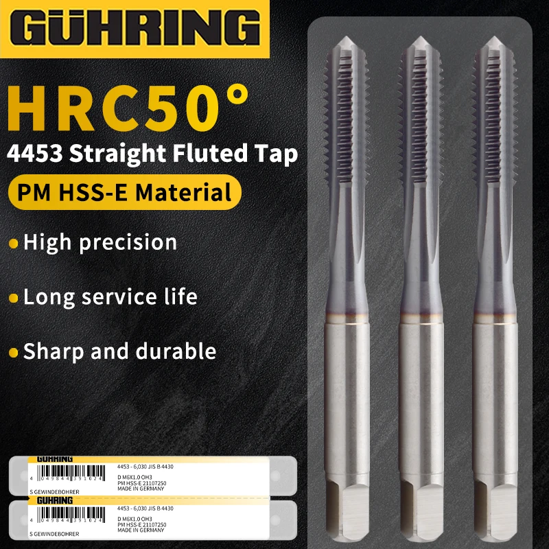 1PCS HSSE-PM German Original GUHRING JIS Standard 4453 Straight Fluted Tap M3-M12 Machine Screw Thread Tap HRC 50° High Persion
1PCS HSSE-PM German Original GUHRING JIS Standard 4453 Straight Fluted Tap M3-M12 Machine Screw Thread Tap HRC 50° High Persion