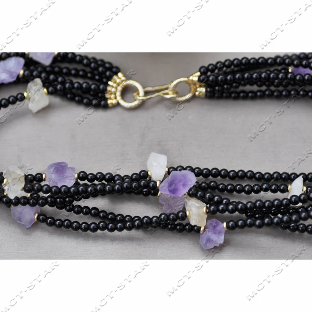 Z14037 6Row 18" Lavender Amethyst Yellow Crystal Raw stone Block Round Black Agate Necklace Custom Jewelry
Z14037 6Row 18" Lavender Amethyst Yellow Crystal Raw stone Block Round Black Agate Necklace Custom Jewelry