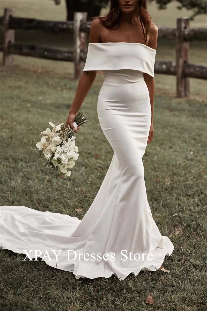 XPAY Boho Off-Shoulder Mermaid Wedding Dress Simple Boho vestidos de novia Court Train Customized Bride Gowns Plus Size Country
XPAY Boho Off-Shoulder Mermaid Wedding Dress Simple Boho vestidos de novia Court Train Customized Bride Gowns Plus Size Country