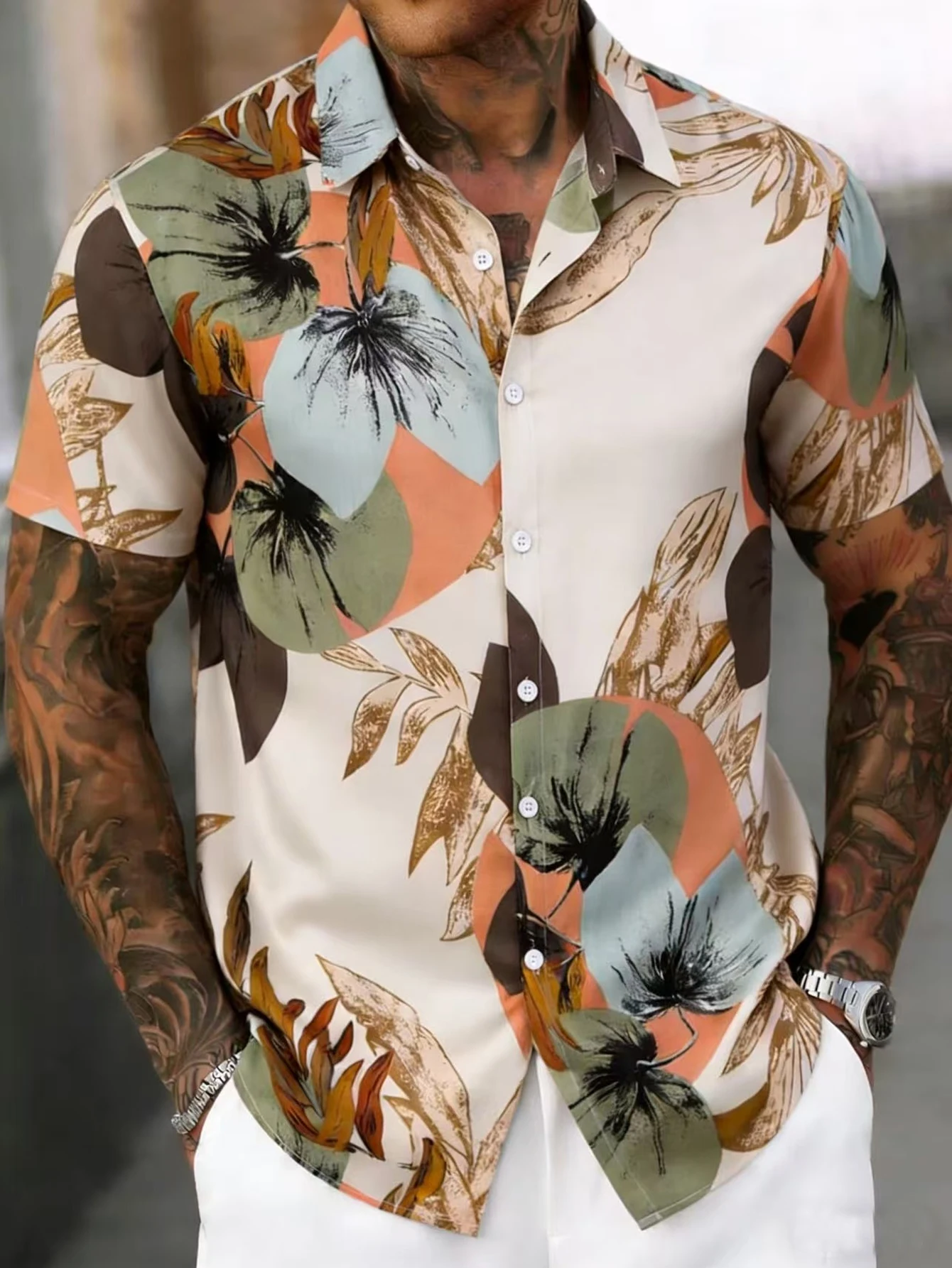 Men's Leaf Print Button Front Shirt Regular Fit Boho Casual Short Sleeve Collar Shirt for Summer Fashion Men's Top
Men's Leaf Print Button Front Shirt Regular Fit Boho Casual Short Sleeve Collar Shirt for Summer Fashion Men's Top