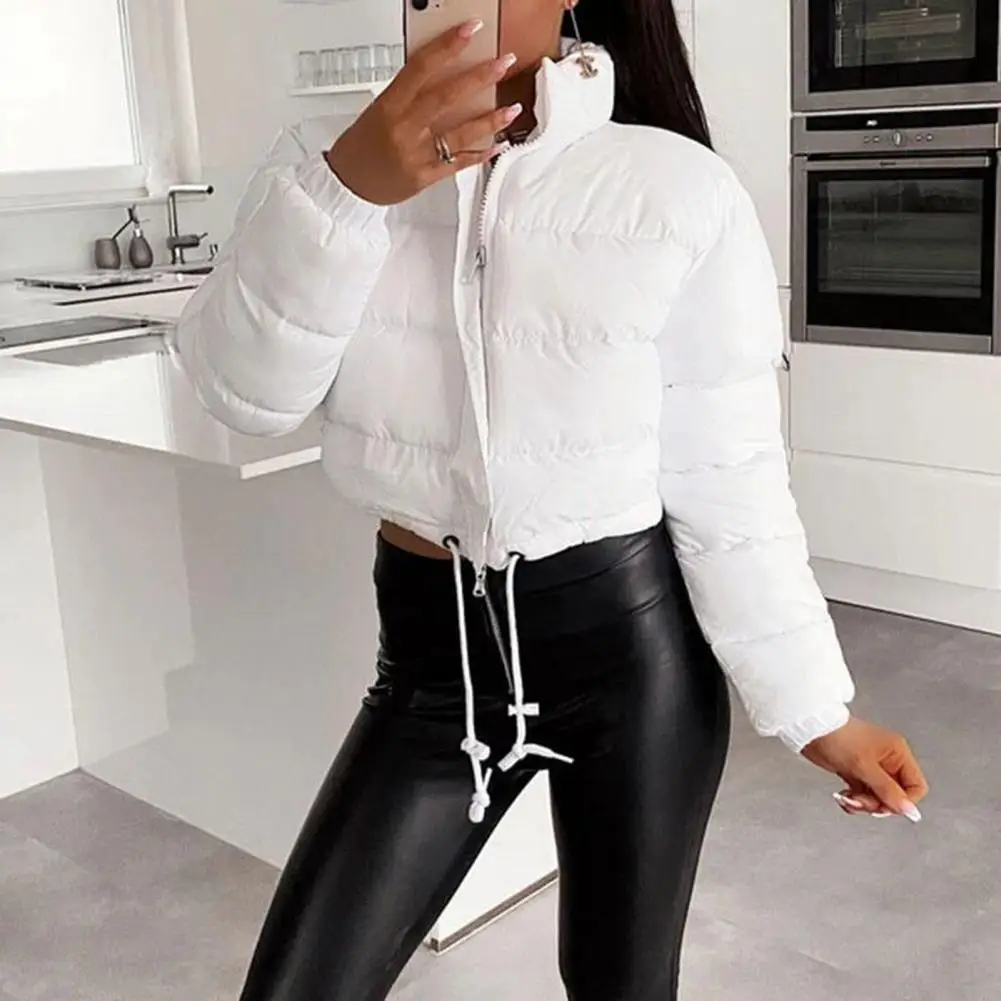 Women's Cotton-Padded Coat Lightweight Solid Color Warm Jacket with Drawstring Hem Stand Collar Zipper Short Padded Coat for Aut
Women's Cotton-Padded Coat Lightweight Solid Color Warm Jacket with Drawstring Hem Stand Collar Zipper Short Padded Coat for Aut