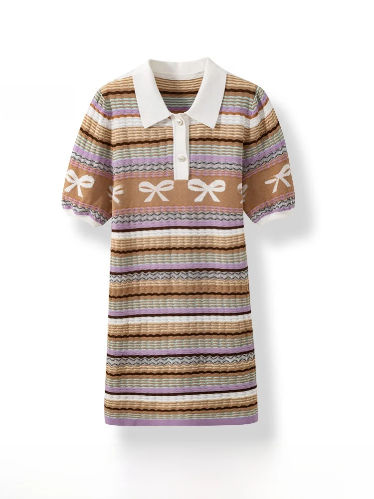 High Elasticity Breathable Striped Knit Dress Open Cardigan Summer Fashion Women's Comfortable Cotton Nylon Blend Pullover
High Elasticity Breathable Striped Knit Dress Open Cardigan Summer Fashion Women's Comfortable Cotton Nylon Blend Pullover