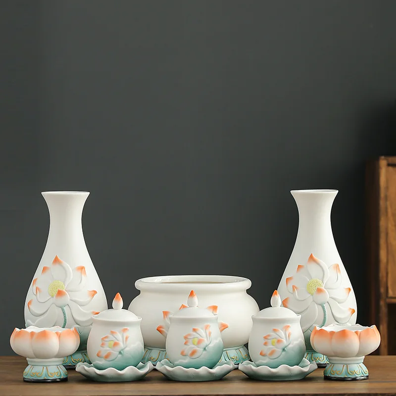 Cz ceramic lotus buddhist supplies water cup offering fruit plate incense burner vase for home offering suit ornaments
Cz ceramic lotus buddhist supplies water cup offering fruit plate incense burner vase for home offering suit ornaments