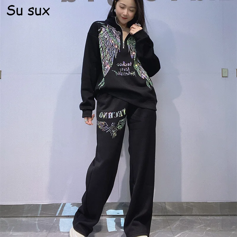 Флисовый пуловер на молнии с блестками, толстовки, комплекты из 2 предметов, женские повседневные комплекты брюк большого размера, зима 2025 года, корейская модная одежда
Флисовый пуловер на молнии с блестками, толстовки, комплекты из 2 предметов, женские повседневные комплекты брюк большого размера, зима 2025 года, корейская модная одежда