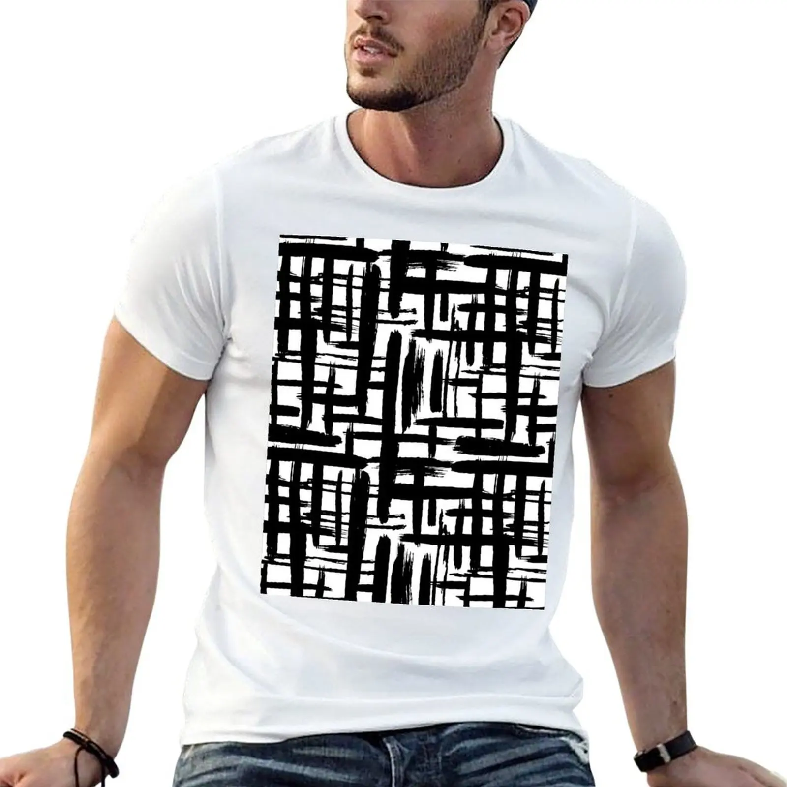 Scandinavian Abstract grunge pattern, paint strokes, grid, black on white background T-Shirt t shirt personalised T-Shirt
Scandinavian Abstract grunge pattern, paint strokes, grid, black on white background T-Shirt t shirt personalised T-Shirt