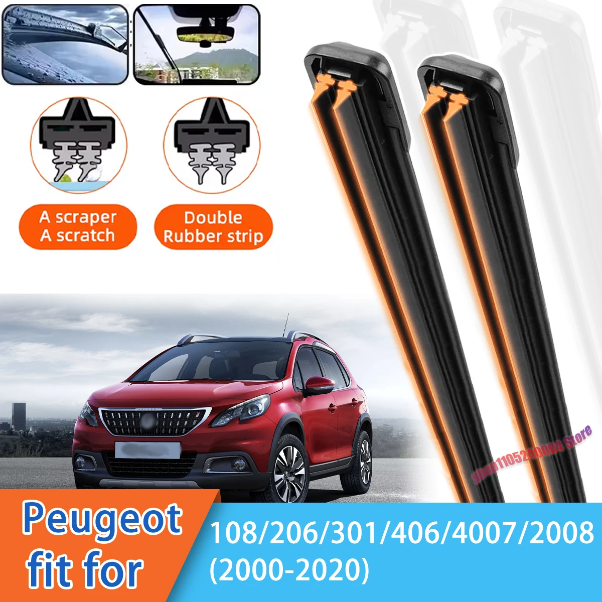 For Peugeot 108 206 301 406 4007 2008 Models Front Windscreen Wipers Double Rubber Car Wiper Blades Accessories
For Peugeot 108 206 301 406 4007 2008 Models Front Windscreen Wipers Double Rubber Car Wiper Blades Accessories