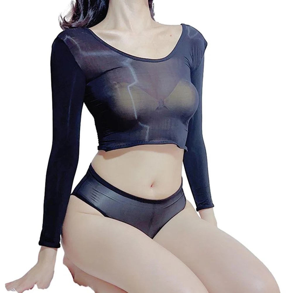 Sexy Women Glossy Lingerie Ultra-thin Mesh Transparent Shapewear Suit Tight Lace Navel-Baring Shorts Top Solid Erotic Nightwear
Sexy Women Glossy Lingerie Ultra-thin Mesh Transparent Shapewear Suit Tight Lace Navel-Baring Shorts Top Solid Erotic Nightwear
