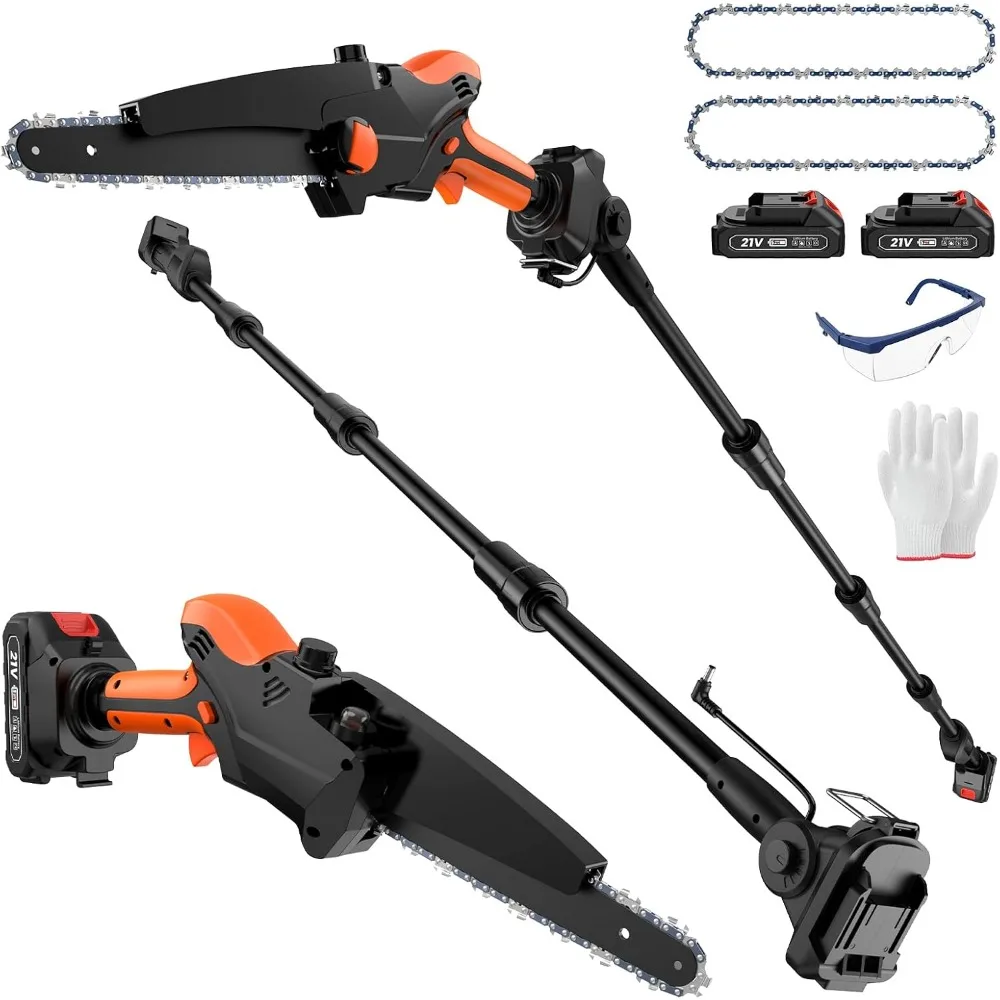 2-IN-1 Cordless Pole Saw & 8" Mini Chainsaw Battery Powered, Electric Pole Saws for Tree Trimming with Auto Oiling, 13.5FT Max R
2-IN-1 Cordless Pole Saw & 8" Mini Chainsaw Battery Powered, Electric Pole Saws for Tree Trimming with Auto Oiling, 13.5FT Max R