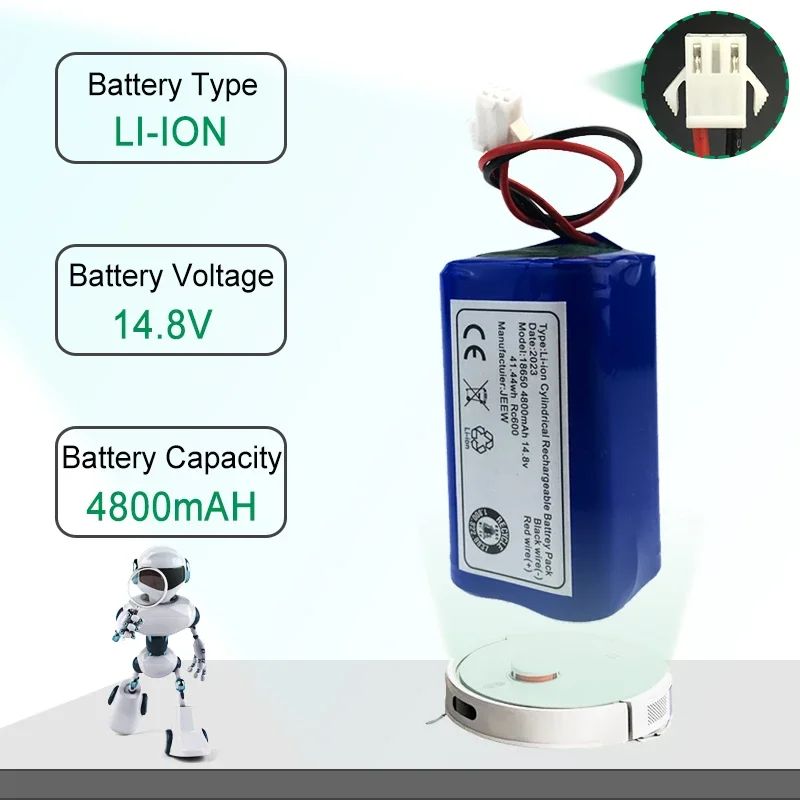 14.8V 4800mAh Li-ion Da Tian Gong Battery Plug Battery for Rowenta Tefal Explorer Serie 20 40 60 Robot Vacuum Cleaner Battery
14.8V 4800mAh Li-ion Da Tian Gong Battery Plug Battery for Rowenta Tefal Explorer Serie 20 40 60 Robot Vacuum Cleaner Battery