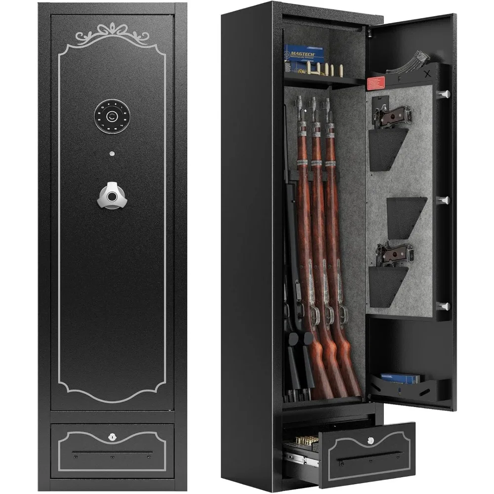 8 Gun Safe for Rifles and Pistols Large Rifle Safe for Home with Drawer Long Gun Cabinet for Rifles and Shotguns with Scopes Rif