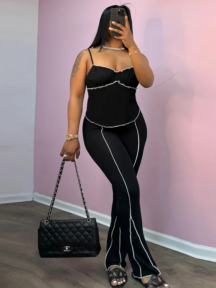 kliou Stripe Splice Women 2 Piece Set Classic Summer Matching Outfits Ruched Trim Slim Camis+High Waist Flare Pants Streetwear
kliou Stripe Splice Women 2 Piece Set Classic Summer Matching Outfits Ruched Trim Slim Camis+High Waist Flare Pants Streetwear