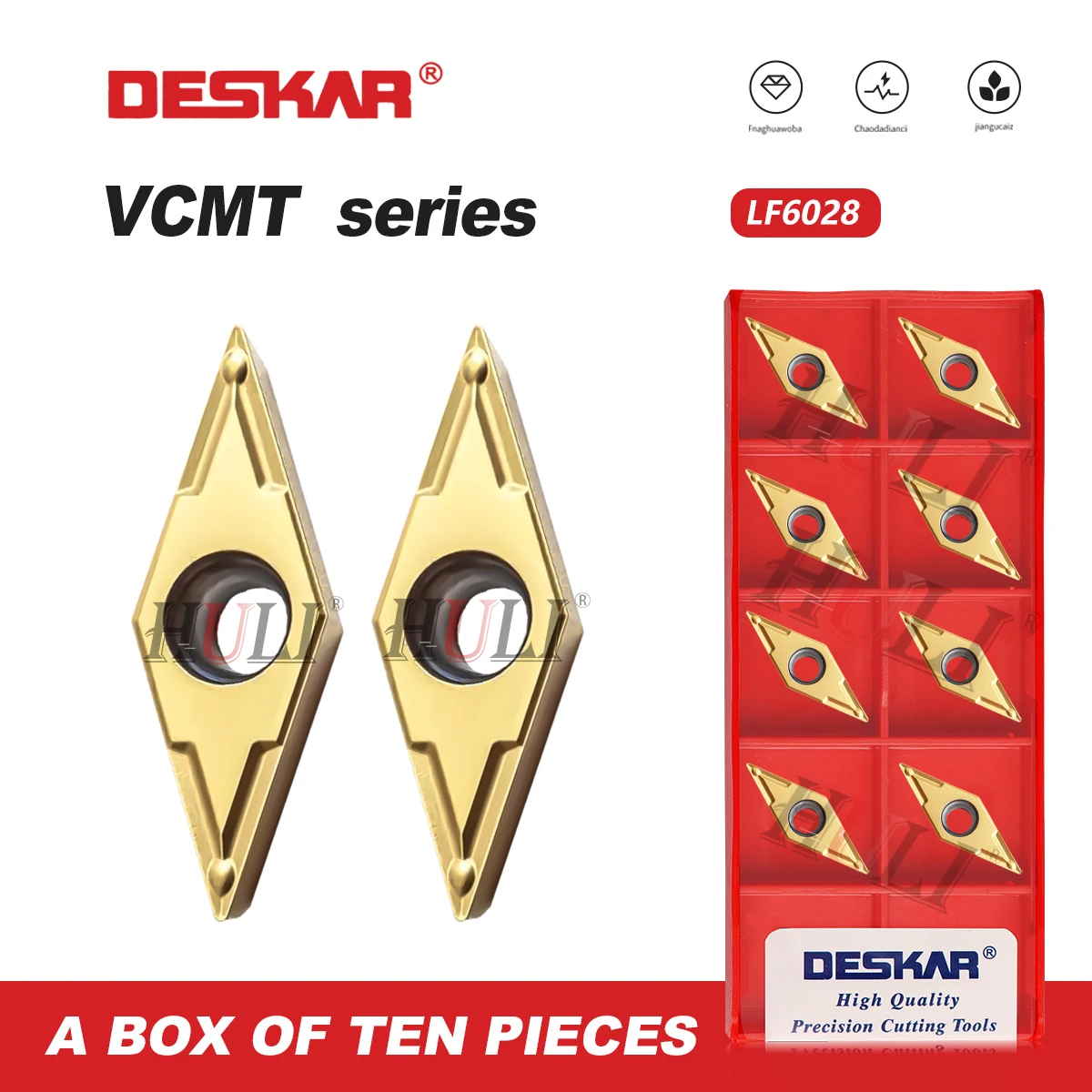 DESKAR CNC lathe Cutting Tools VCMT160404-36 ° /37 ° /38 ° /40 ° LF6028 Suitable For Steel Part Cutting Tool Rhombus Blade Tool
DESKAR CNC lathe Cutting Tools VCMT160404-36 ° /37 ° /38 ° /40 ° LF6028 Suitable For Steel Part Cutting Tool Rhombus Blade Tool