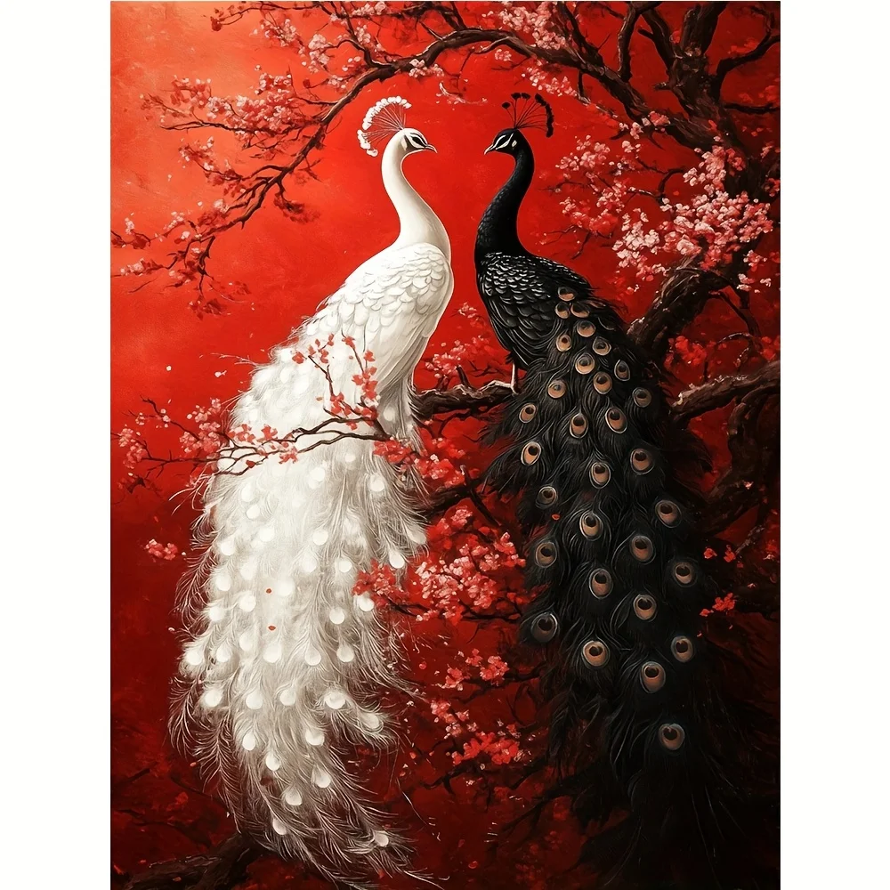Black And White Peacock On Red Plum Blossom Tree Red Background Vertical Full Drill Diamond Painting Wall Decor
Black And White Peacock On Red Plum Blossom Tree Red Background Vertical Full Drill Diamond Painting Wall Decor