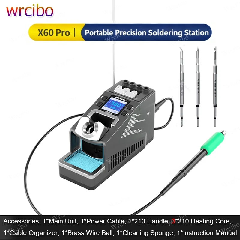 MECHANIC X60 Pro C210 Soldering Station,60W,Compact Design,90-450°C,PWM Technology, LED Display,for Phone and Electronics Repair
MECHANIC X60 Pro C210 Soldering Station,60W,Compact Design,90-450°C,PWM Technology, LED Display,for Phone and Electronics Repair