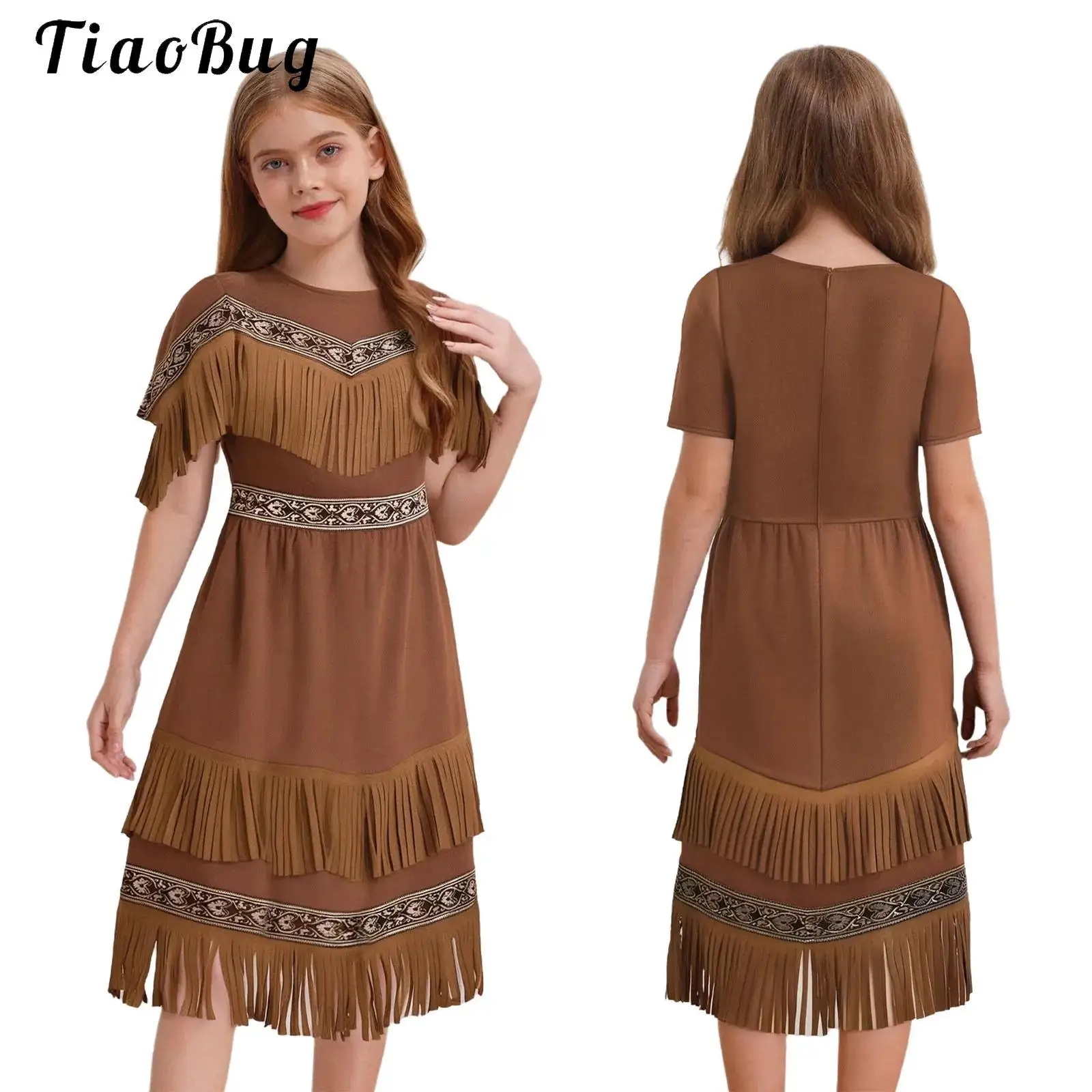 Kids Girls Indian Indigenous Princess Halloween Cosplay Costume Short SleeveTassel Savage Forest Hunter Dress Up Fringe Dresses
Kids Girls Indian Indigenous Princess Halloween Cosplay Costume Short SleeveTassel Savage Forest Hunter Dress Up Fringe Dresses