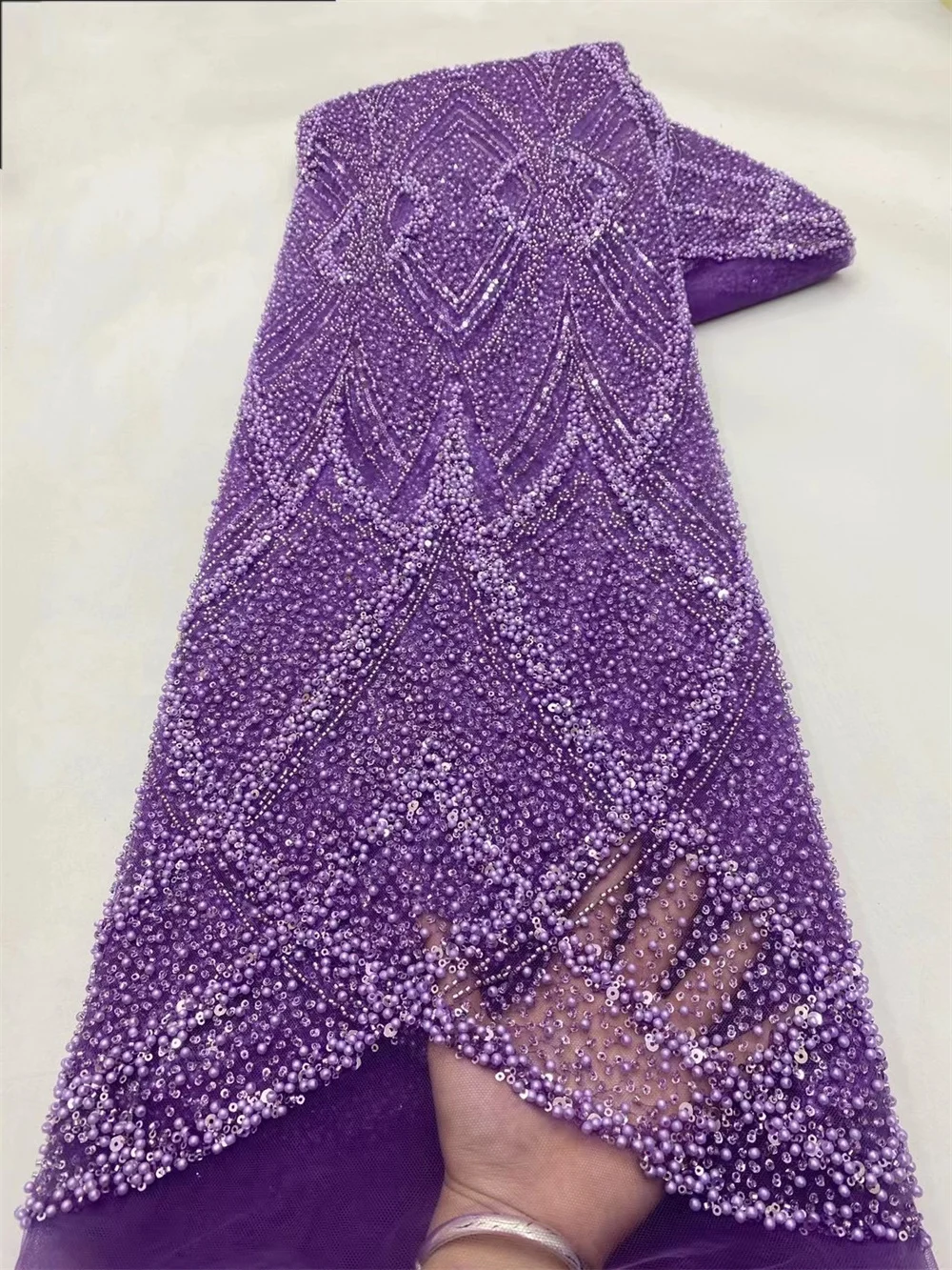 African Lace Fabric 2024 High Quality 5Yards Beaded Fabric Purple French Lace Fabric Luxury Handmade Wedding Beaded Lace A348-1
African Lace Fabric 2024 High Quality 5Yards Beaded Fabric Purple French Lace Fabric Luxury Handmade Wedding Beaded Lace A348-1