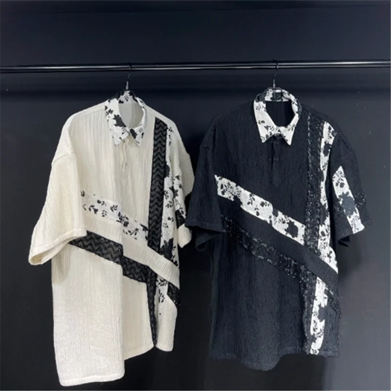 Men's Original design floral patchwork V-neck short-sleeve T-shirt, summer new style, loose and stylish top
Men's Original design floral patchwork V-neck short-sleeve T-shirt, summer new style, loose and stylish top