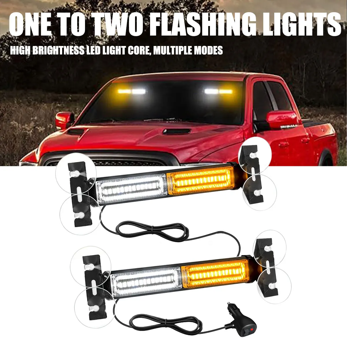 2in1 Car Front Windshield Warning Lamp Dual color Bar Suction Cup Emergency Strobe Flashlight Traffic Police Light For Car Truck
2in1 Car Front Windshield Warning Lamp Dual color Bar Suction Cup Emergency Strobe Flashlight Traffic Police Light For Car Truck