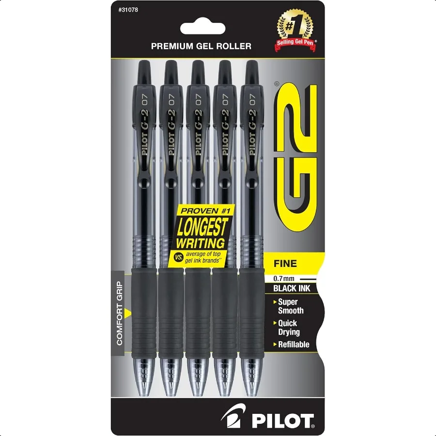 G2 Premium Gel Roller Pens 0.7 Fine Point Smooth Writing Pens Black Pack of 5 
G2 Premium Gel Roller Pens 0.7 Fine Point Smooth Writing Pens Black Pack of 5