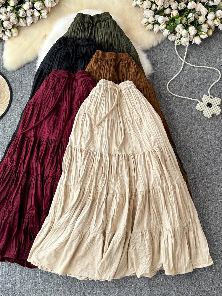 High Waist A-Line Midi Skirt Soft Pleated Korean Sle Commute Autumn Winter Women's Faion Slimming Full Skirt
High Waist A-Line Midi Skirt Soft Pleated Korean Sle Commute Autumn Winter Women's Faion Slimming Full Skirt