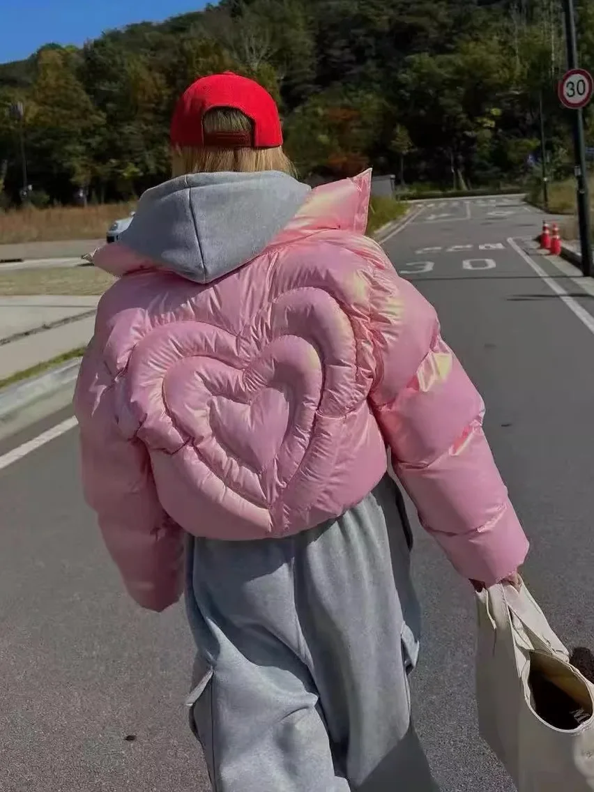 Women's Loose Fit down Cotton Jacket Puffy Thick Warm Bread Style Coat Back Heart Design Autumn Winter Coat Zipper Closure Lo...
Women's Loose Fit down Cotton Jacket Puffy Thick Warm Bread Style Coat Back Heart Design Autumn Winter Coat Zipper Closure Lo...