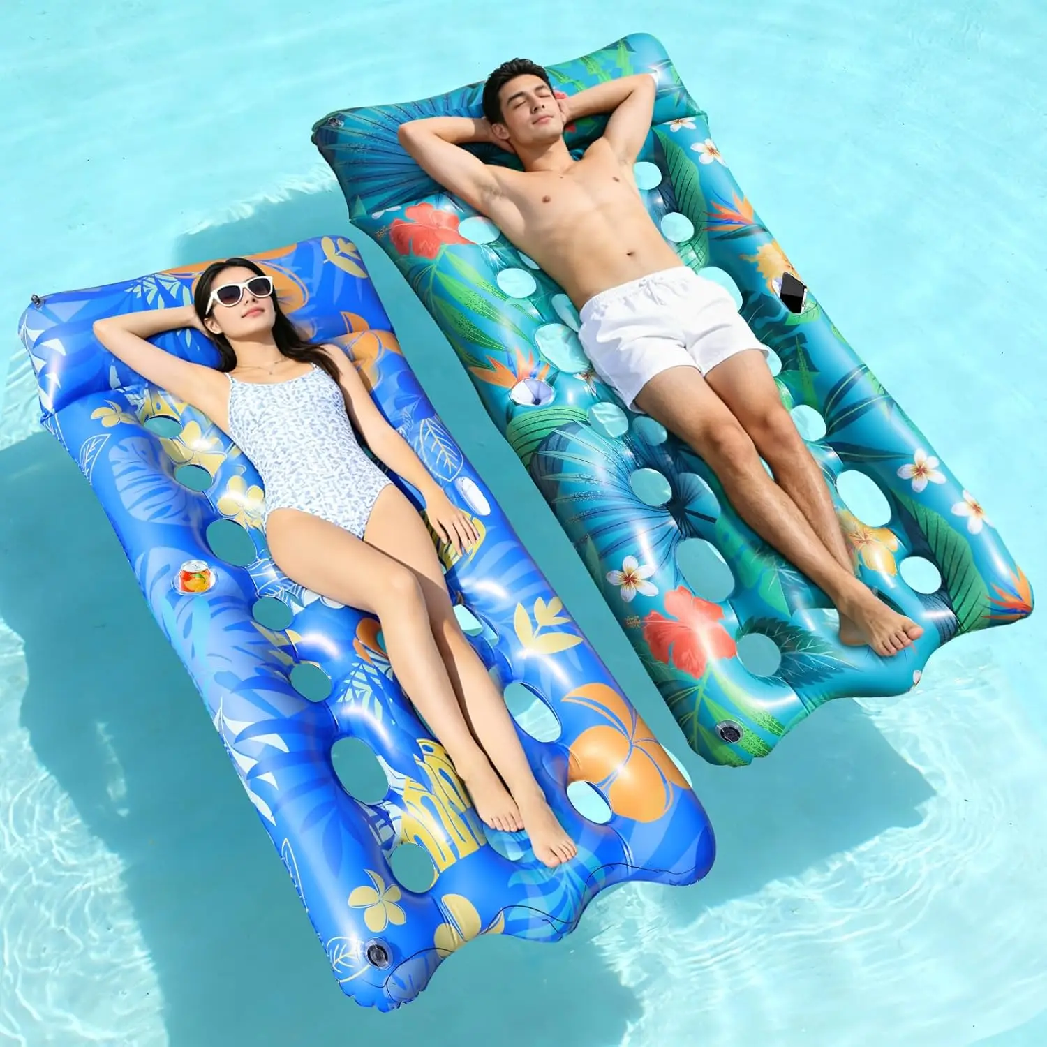 Pool Floats Lounger, 2 PCS 72''x35'' Ultra-Comfort Pool Rafts for Adults with Cooling Headrest and Cup Holders, Pool Floaties
Pool Floats Lounger, 2 PCS 72''x35'' Ultra-Comfort Pool Rafts for Adults with Cooling Headrest and Cup Holders, Pool Floaties