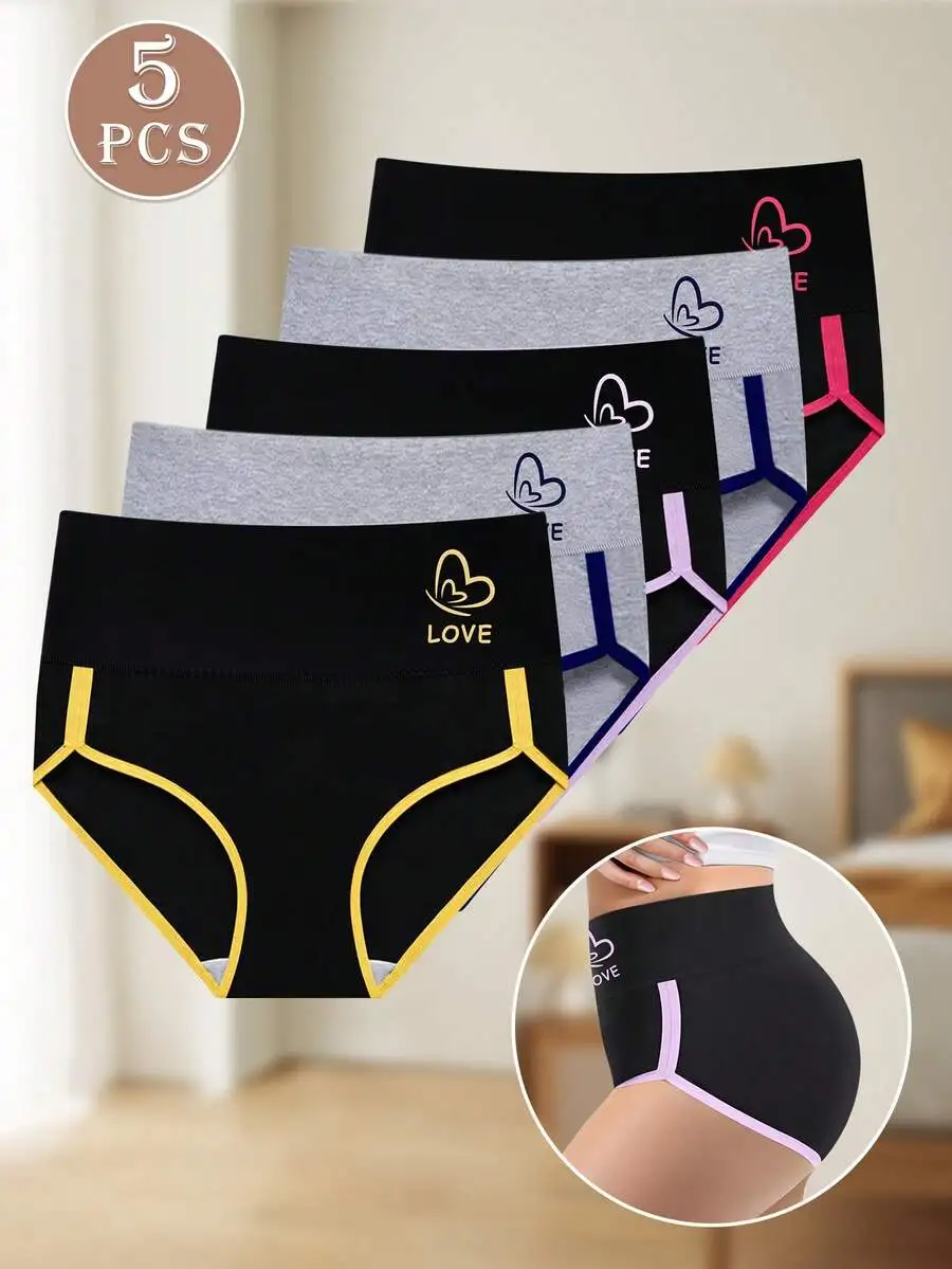 5 Pcs Women Mid High Waist Panties Colorblock Letter Print Stretch Tummy Control Soft Breathable
5 Pcs Women Mid High Waist Panties Colorblock Letter Print Stretch Tummy Control Soft Breathable