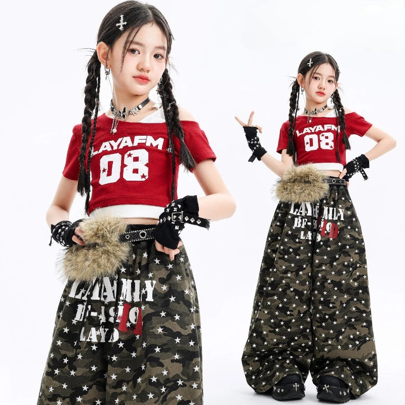 Girls Cool Hip Hop Clothes Set Short Sleeve Navel Tops Baggy Pants Fashion Jazz Practice Performance Clothing Group Street Wear
Girls Cool Hip Hop Clothes Set Short Sleeve Navel Tops Baggy Pants Fashion Jazz Practice Performance Clothing Group Street Wear