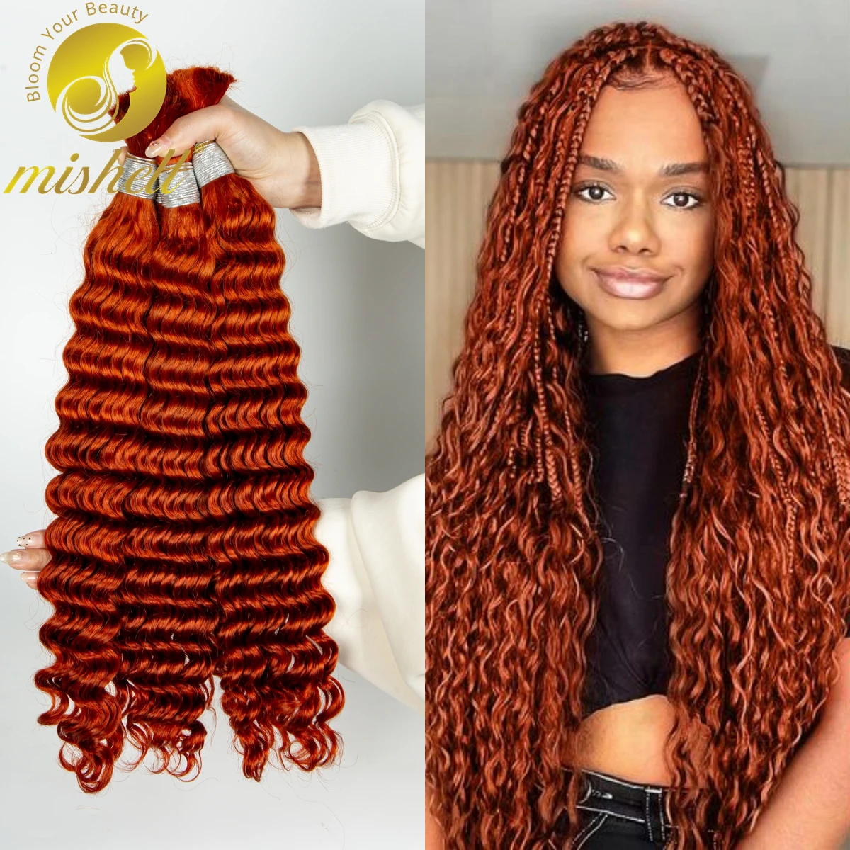 Ginger Orange 28 inch Deep Wave Bulk Human Hair for Braiding Curly Human Hair No Weft for Boho Braids 10A Virgin Hair Extension
Ginger Orange 28 inch Deep Wave Bulk Human Hair for Braiding Curly Human Hair No Weft for Boho Braids 10A Virgin Hair Extension