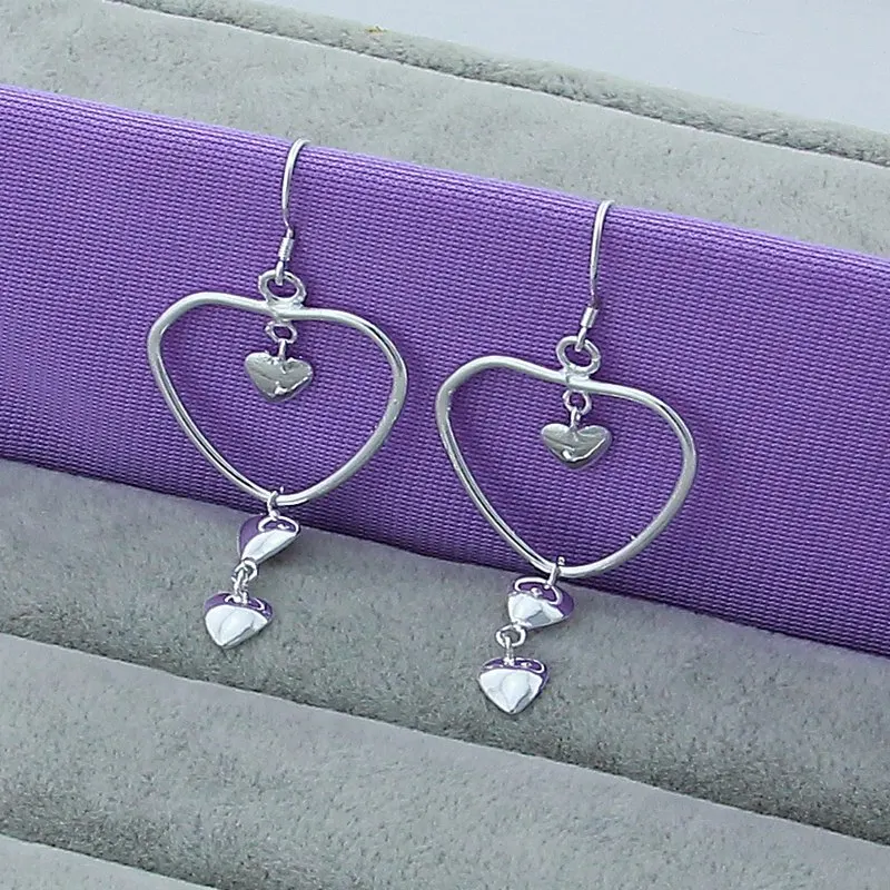 925 Sterling Silver Love Heart Frame Earrings For Women Fashion Wedding Engagement Charm Jewelry
925 Sterling Silver Love Heart Frame Earrings For Women Fashion Wedding Engagement Charm Jewelry