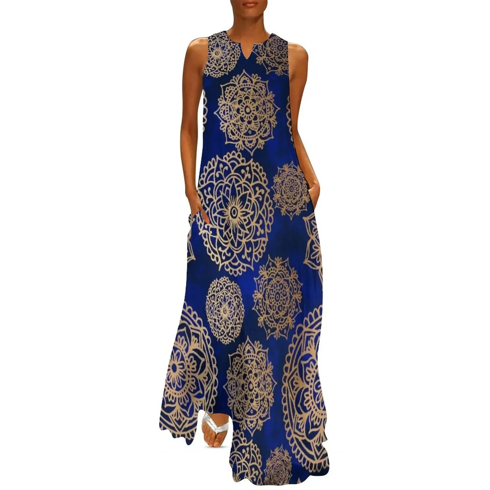 Blue and Gold Mandala Pattern Long Dress clothing women summer 2025 womens dress Summer skirt Dress
Blue and Gold Mandala Pattern Long Dress clothing women summer 2025 womens dress Summer skirt Dress