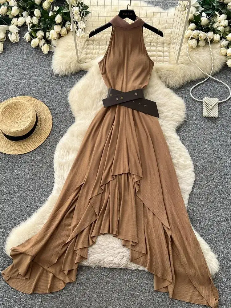 Women Boho Beach Dress Summer French Style Neck Hanging Irregular Long Dresses Ladies Elegant Slim A-line Khaki Long Robe
Women Boho Beach Dress Summer French Style Neck Hanging Irregular Long Dresses Ladies Elegant Slim A-line Khaki Long Robe