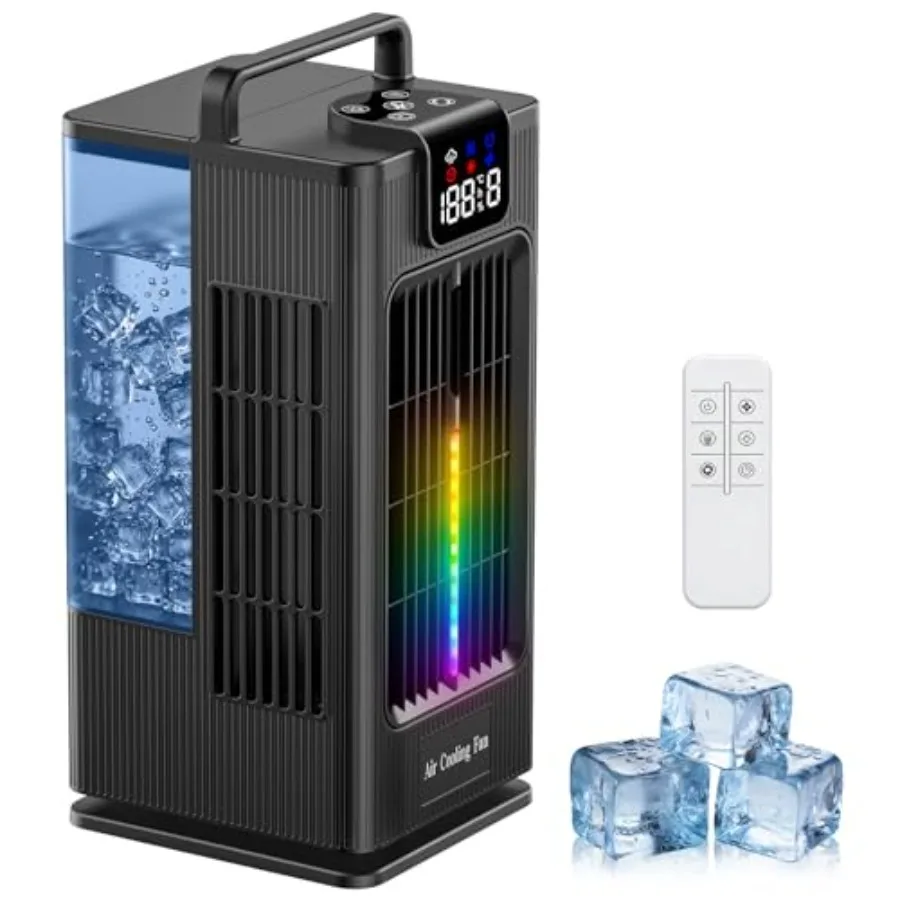 Mini Portable Air Conditioner Cooler: 2000ml Air Cooling Fan with 120Oscillating - 3 Mist Modes 4 Speeds, RGB Night Light, 1-8H
Mini Portable Air Conditioner Cooler: 2000ml Air Cooling Fan with 120Oscillating - 3 Mist Modes 4 Speeds, RGB Night Light, 1-8H
