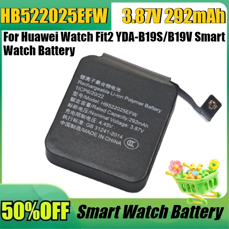 New HB522025EFW 3.87V 292mAh Replacement Watch Battery For Huawei Watch Fit2 YDA-B19S/B19V Smart Watch Battery
New HB522025EFW 3.87V 292mAh Replacement Watch Battery For Huawei Watch Fit2 YDA-B19S/B19V Smart Watch Battery