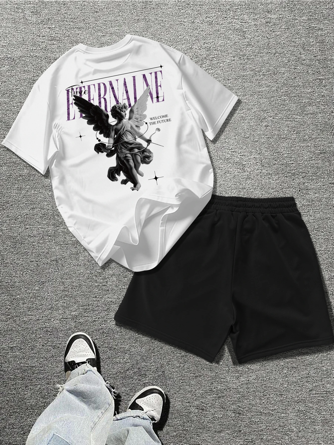 Men's "Eternaiine Cupid Angel Print" Oversized T-shirt Streetwear Casual O-neck Short Sleeve Summer Tee Tops
Men's "Eternaiine Cupid Angel Print" Oversized T-shirt Streetwear Casual O-neck Short Sleeve Summer Tee Tops