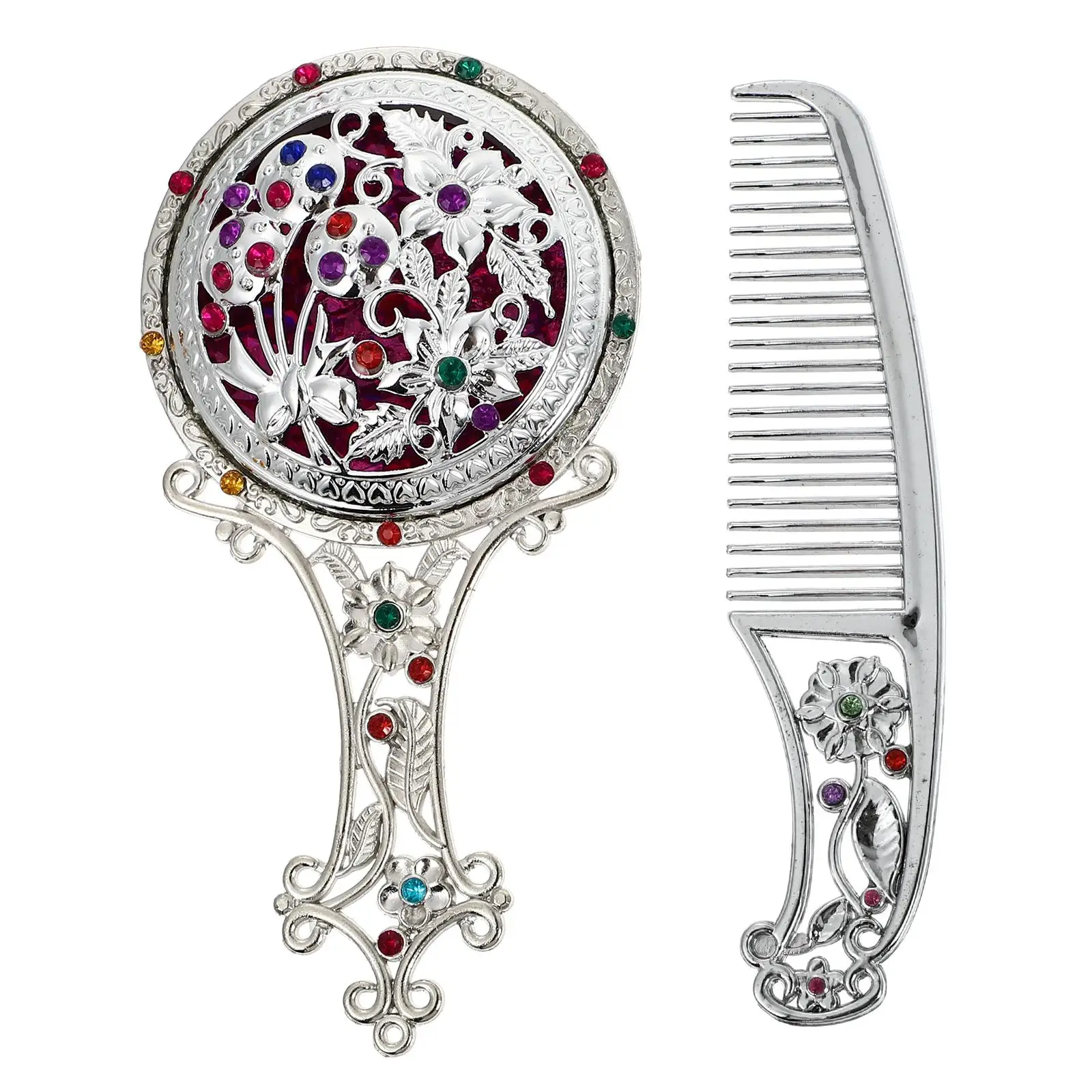 Silver Retro Flower Comb Set Vintage Handheld Mirror Makeup Compact Vanity Travel Pocket Purse Mini Foldable Portable Skin Care
Silver Retro Flower Comb Set Vintage Handheld Mirror Makeup Compact Vanity Travel Pocket Purse Mini Foldable Portable Skin Care