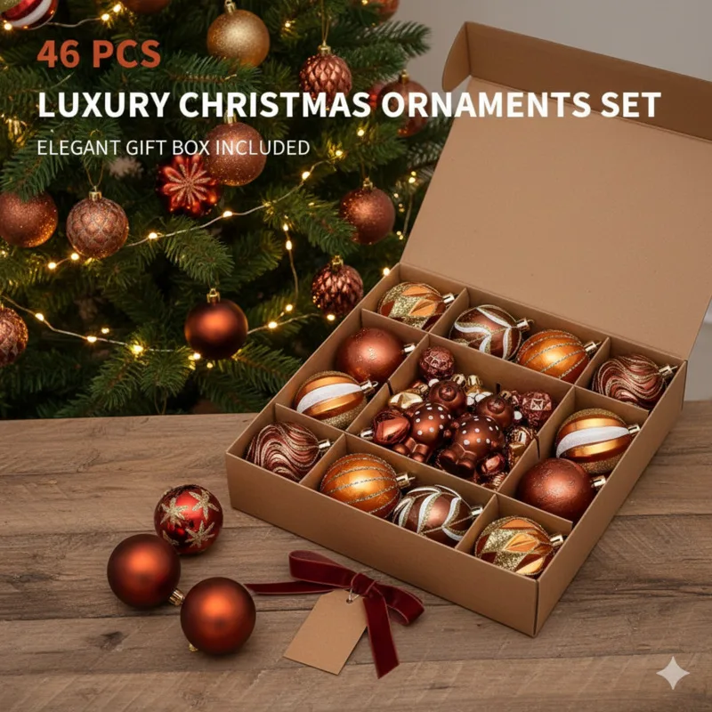 DIY 46PCS Hanging Ball Hand-Painted Christmas Ornaments Gift Box Set Color Christmas Baubles Party Tree Decorations Holiday Set
DIY 46PCS Hanging Ball Hand-Painted Christmas Ornaments Gift Box Set Color Christmas Baubles Party Tree Decorations Holiday Set