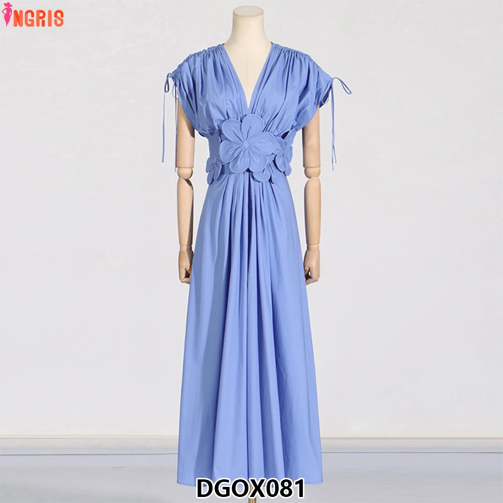 V Neck Women Casual Dress Waist 3D Flower Bow Holiday Long Dress Pleated Drawstring Backless Women Dress-DGOX081
V Neck Women Casual Dress Waist 3D Flower Bow Holiday Long Dress Pleated Drawstring Backless Women Dress-DGOX081